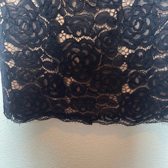 Adrianna Papell Lace Navy Dress with nude slip size 16 - Picture 6 of 9